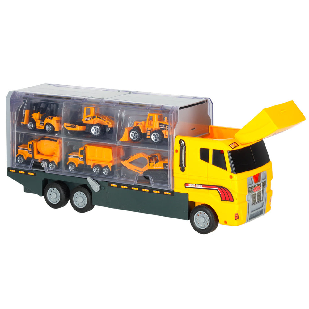 Transportera kravas automašīna TIR palaidējs + metāla automašīnas celtniecības mašīnas