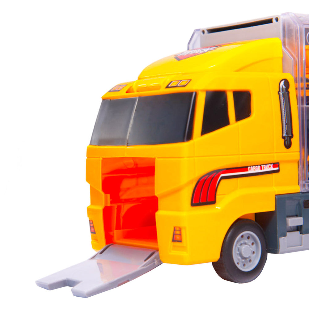 Transportera kravas automašīna TIR palaidējs + metāla automašīnas celtniecības mašīnas