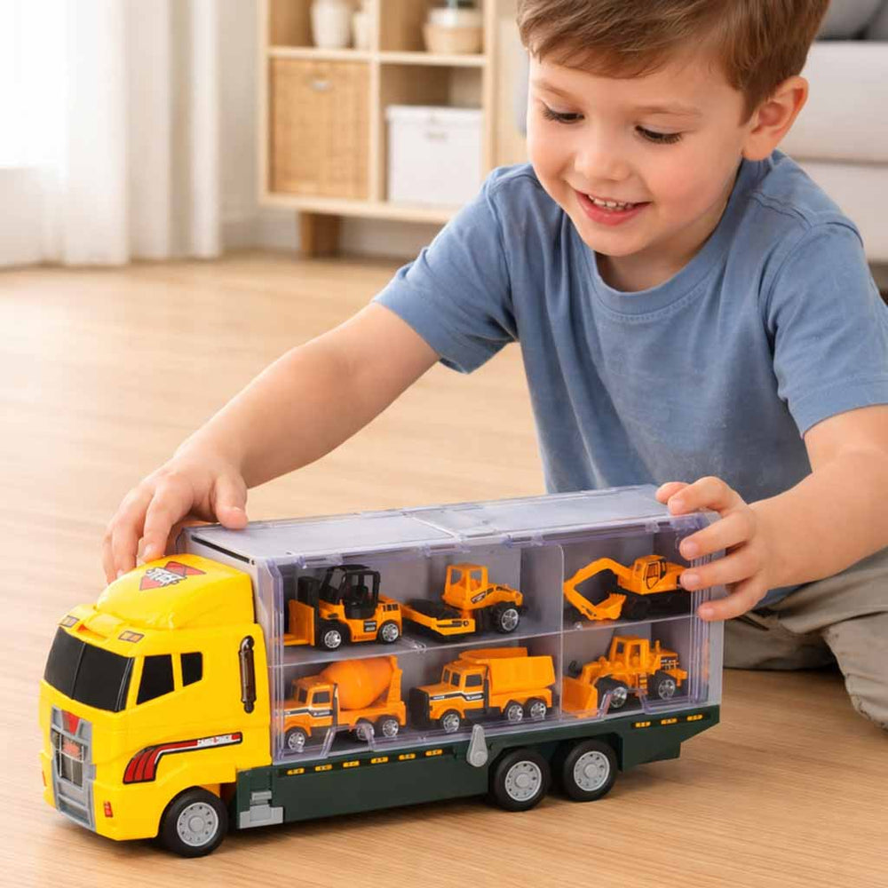 Transportera kravas automašīna TIR palaidējs + metāla automašīnas celtniecības mašīnas