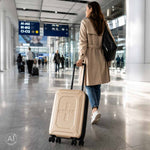 Ceļojuma čemodāns ar riteņiem, salokāms, no ABS materiāla, šampanieša krāsā