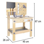 Koka darbnīca ar instrumentiem uz galda DIY komplekts