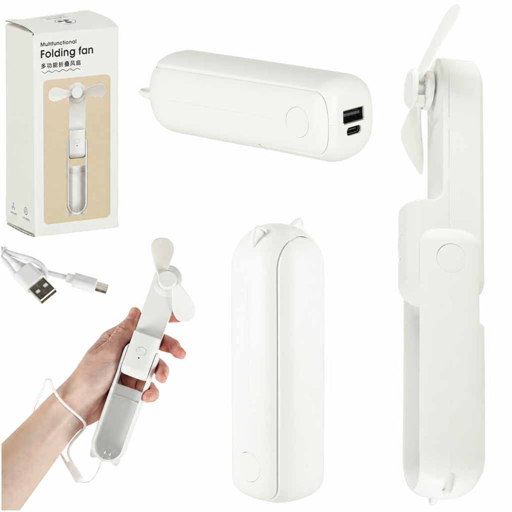 Rakstāmgalda ventilators mini rokas saliekamais ventilators portatīvais USB balts