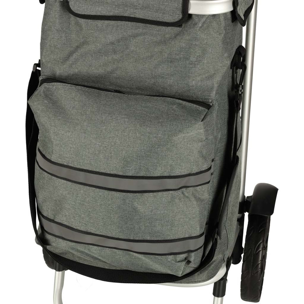 Ratiņu iepirkumu soma uz riteņiem ar rāmi 100cm pelēka