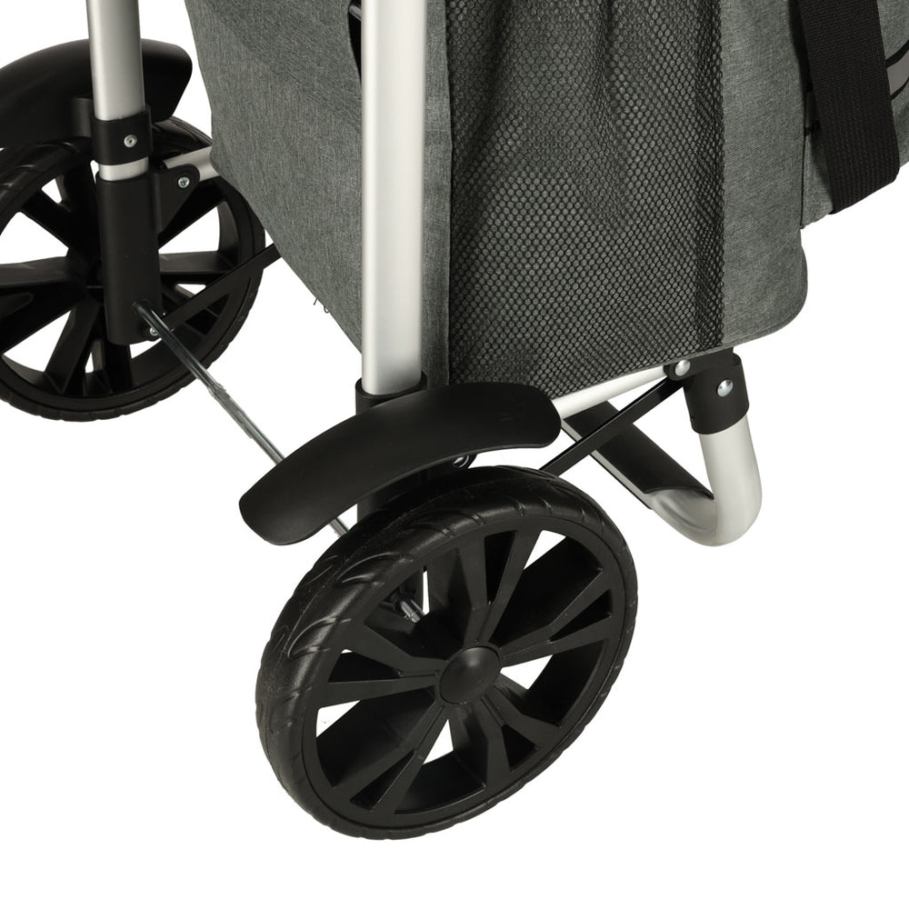 Ratiņu iepirkumu soma uz riteņiem ar rāmi 100cm pelēka