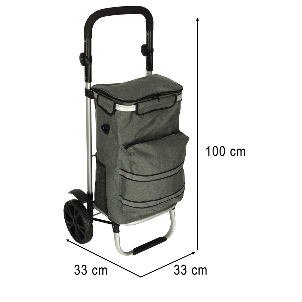 Ratiņu iepirkumu soma uz riteņiem ar rāmi 100cm pelēka