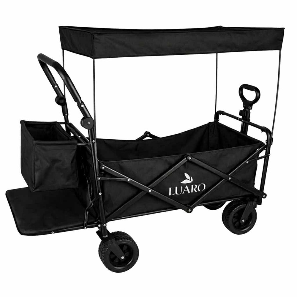 LUARO pludmales transporta ratiņi saliekami ar nojumi un tīklu melni