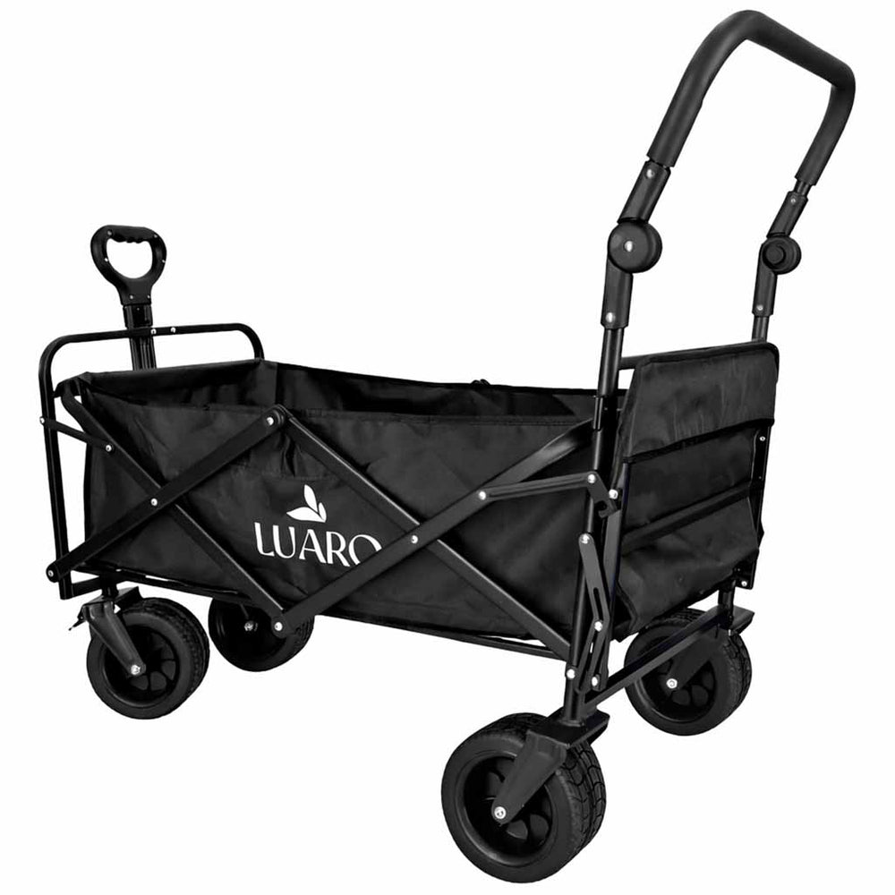 LUARO pludmales transporta ratiņi saliekami ar nojumi un tīklu melni