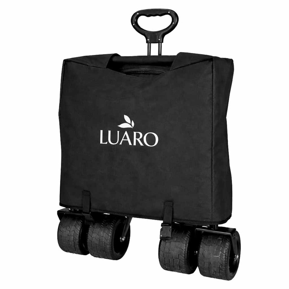 LUARO pludmales transporta ratiņi saliekami ar nojumi un tīklu melni