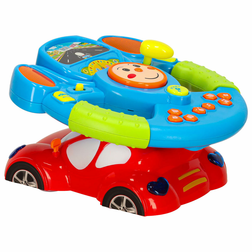 Interaktīvs bērnu stūres rata rotaļlietu simulators mūzikas skaņas gaismas projektors