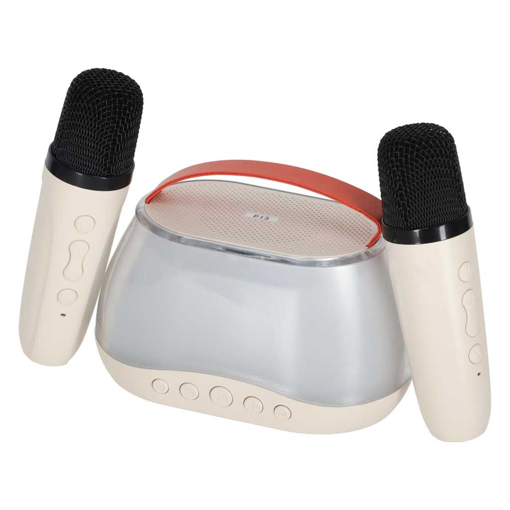 Karaoke komplekts Bluetooth skaļrunis LED RGB 2 mikrofoni USB
