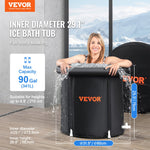 VEVOR Ice Bath Tub, 80 cm Long Cold Water Therapy Plunge Tub for Athletes, Portable Outdoor Ice Barrel Plunge Pool for Recovery, 341L Inflatable Folding Bathtub with Cover, Home Ice Pod for Adult