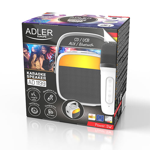 Adler Karaoke Speaker with Microphone – SD/USB/AUX/Bluetooth SKU: AD 1199