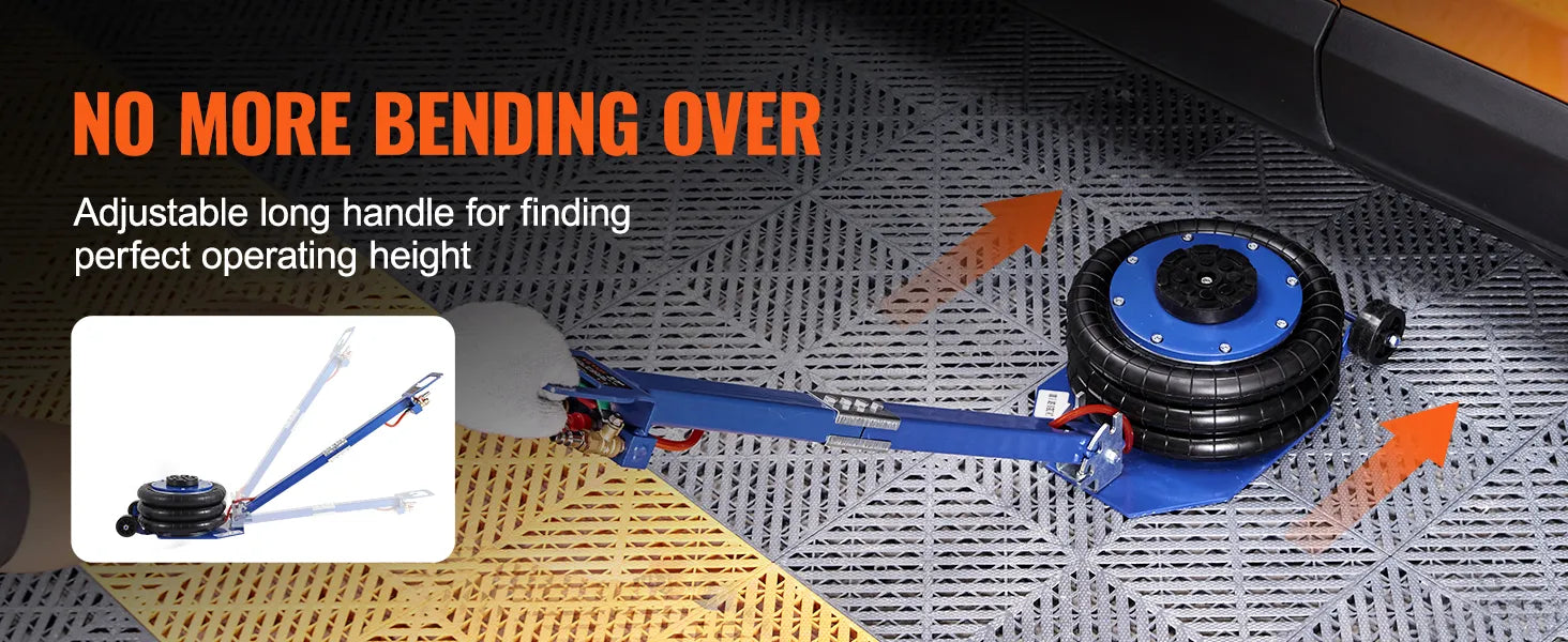 VEVOR gaisa domkrats 3T / 3000 kg – trīskāršais gaisa spilvenu domkrats (zilā krāsā)