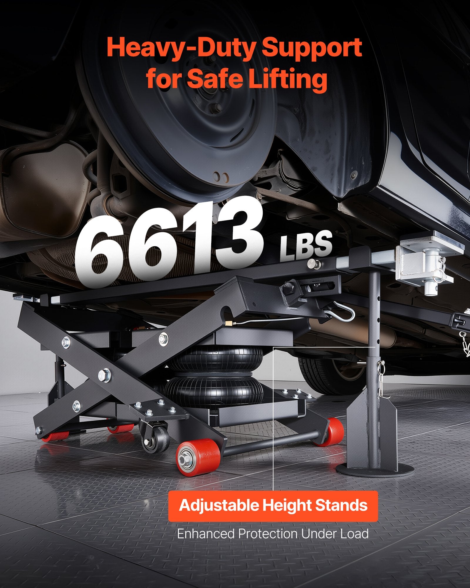 VEVOR Air Portable Car Lift, 3 Ton Capacity, 550 mm Max Height, Adjustable Portable Air Car Lift with Airbag, Support Stands, Wheel Chocks, Rubber Pads, Heavy-Duty for Sedans, SUVs, Pickup Trucks