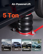 VEVOR Air Jack, 5 Ton Triple Bag Air Jack, Airbag with Six Steel Pipes, Lift Up to 464 mm, 4-10 s Fast Lifting Pneumatic with Adjustable Long Handle & Rubber Pad for Cars, SUVs, Pickup Trucks Repair