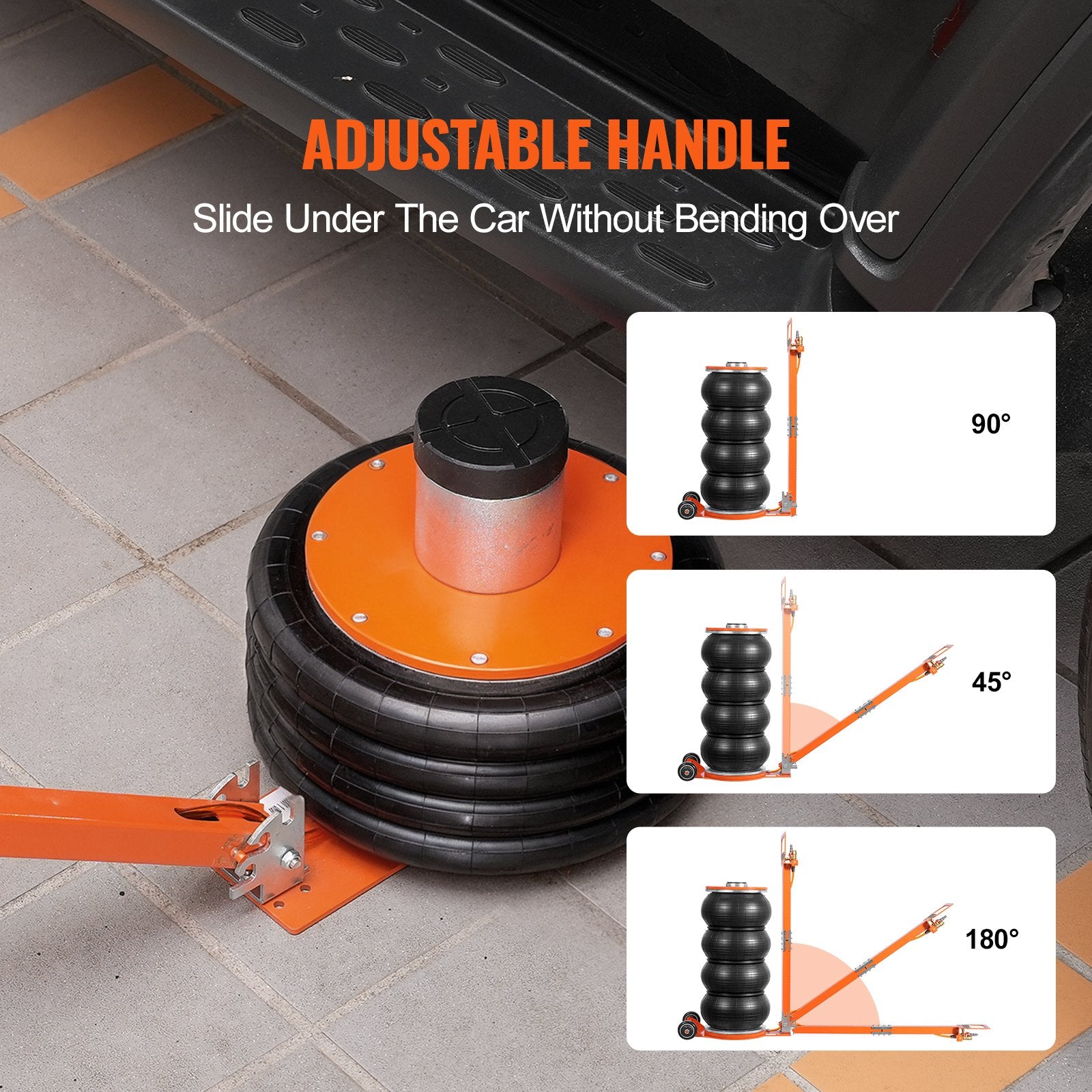 VEVOR Air Jack, 6 Ton/13000 lbs, 2-5 S Pneumatic Lifting Jack with Heightened Column & Adjustable Handle, Easy-to-Lift & Space-Saving Jack with Thick Rubber Pad, Fits for Sedan, SUV, Pickup Truck