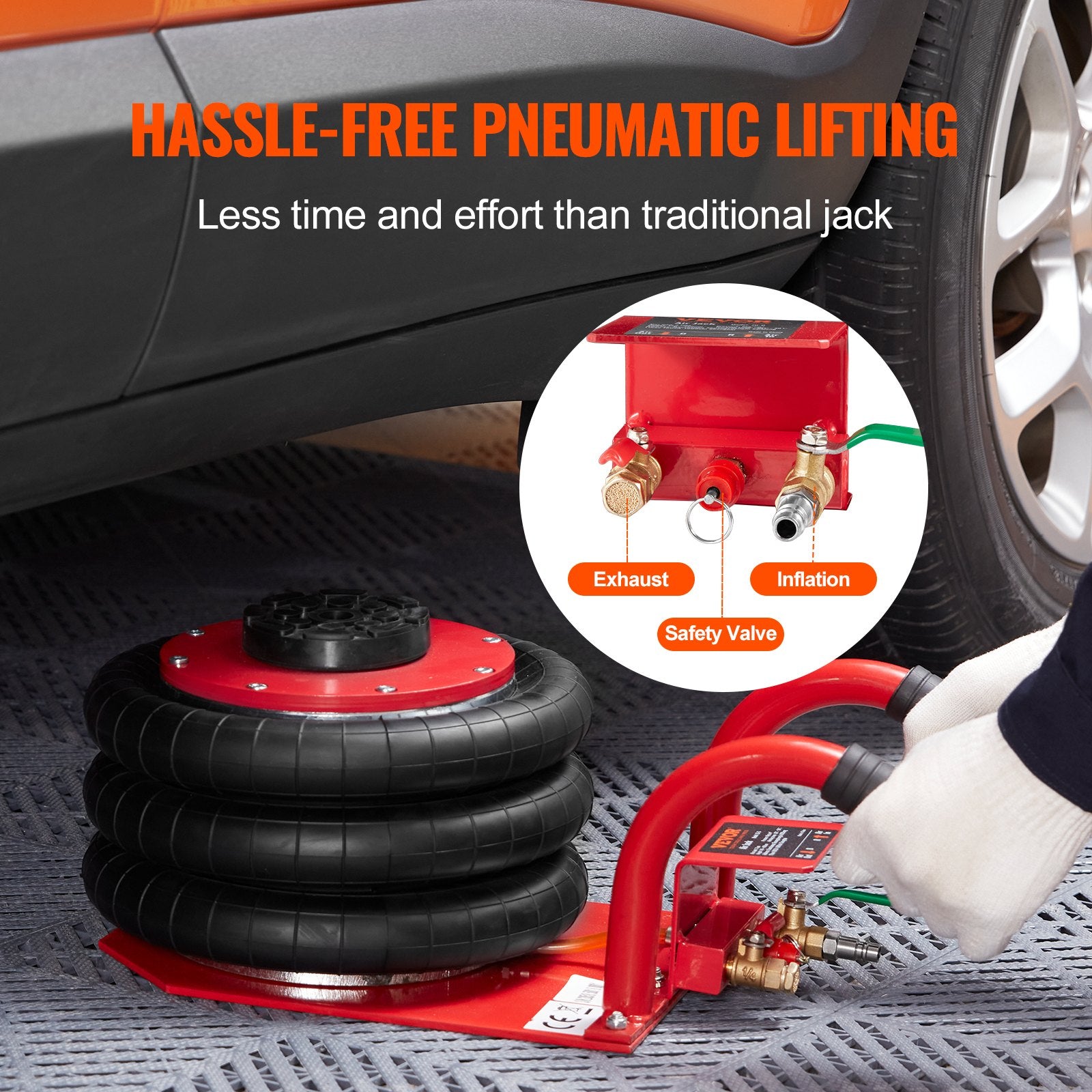 VEVOR Triple Bag Air Jack 3 Ton/6600 lbs Pneumatic Jack for Car SUV Lifting