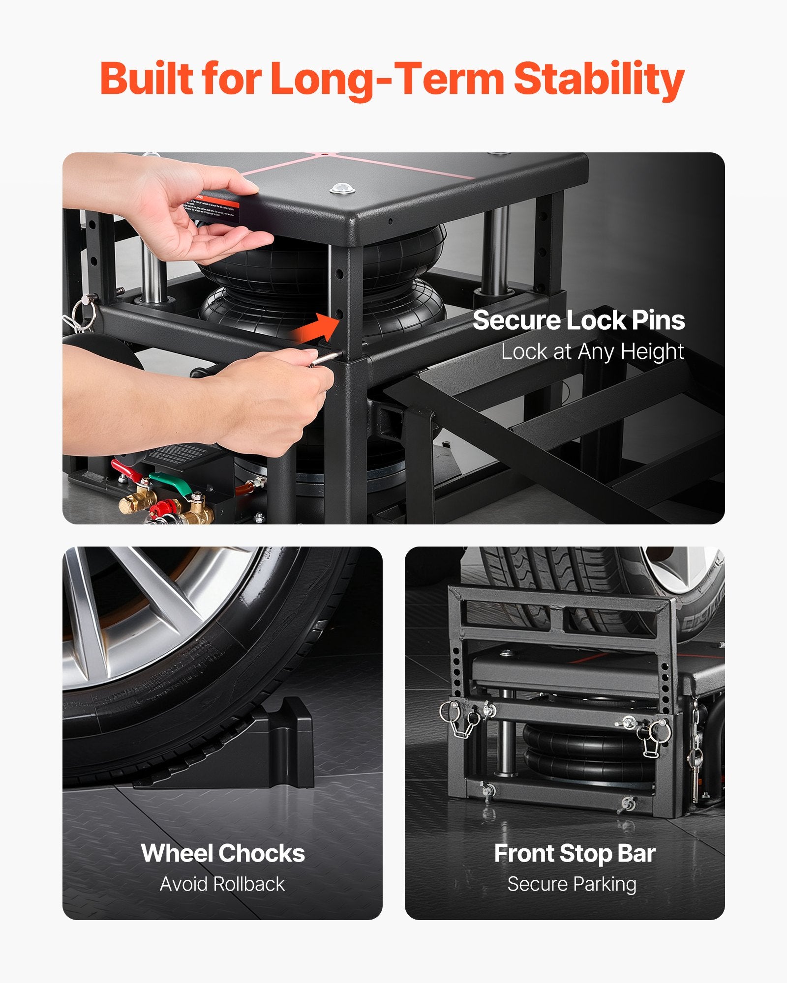 VEVOR Air Portable Car Lifts 2PCS, 5 Ton Capacity, 320 mm Max Height, Pneumatic Ramp Jacks with Airbags, Wheel Chocks, Extension Ramps, Heightened Columns, Heavy-Duty for Sedans, SUVs, Pickup Trucks