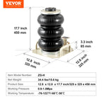 VEVOR Air Jack, 3 Ton/6600 lbs Triple Bag Air Jack, Air Bag Jack Lift Up to 450 mm, 3-5S Fast Lifting Pneumatic Jack, with Side Handles for Cars, Garages, Repair (White)