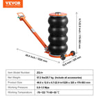 VEVOR Air Jack, 6 Ton/13000 lbs, 2-5 S Pneumatic Lifting Jack with Heightened Column & Adjustable Handle, Easy-to-Lift & Space-Saving Jack with Thick Rubber Pad, Fits for Sedan, SUV, Pickup Truck