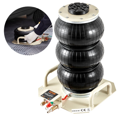 VEVOR Air Jack, 3 Ton/6600 lbs Triple Bag Air Jack, Air Bag Jack Lift Up to 450 mm, 3-5S Fast Lifting Pneumatic Jack, with Side Handles for Cars, Garages, Repair (White)