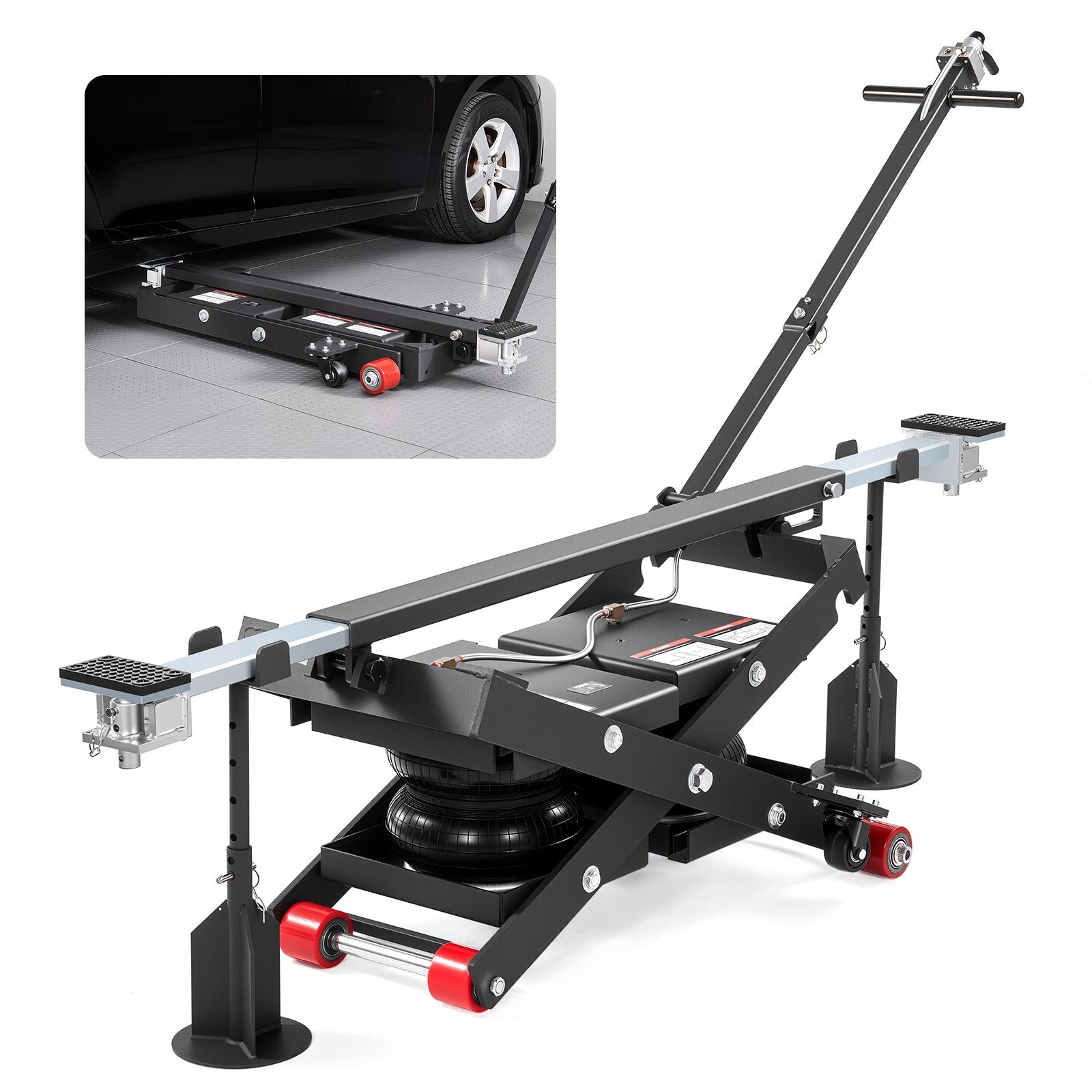 VEVOR Air Portable Car Lift, 3 Ton Capacity, 550 mm Max Height, Adjustable Portable Air Car Lift with Airbag, Support Stands, Wheel Chocks, Rubber Pads, Heavy-Duty for Sedans, SUVs, Pickup Trucks