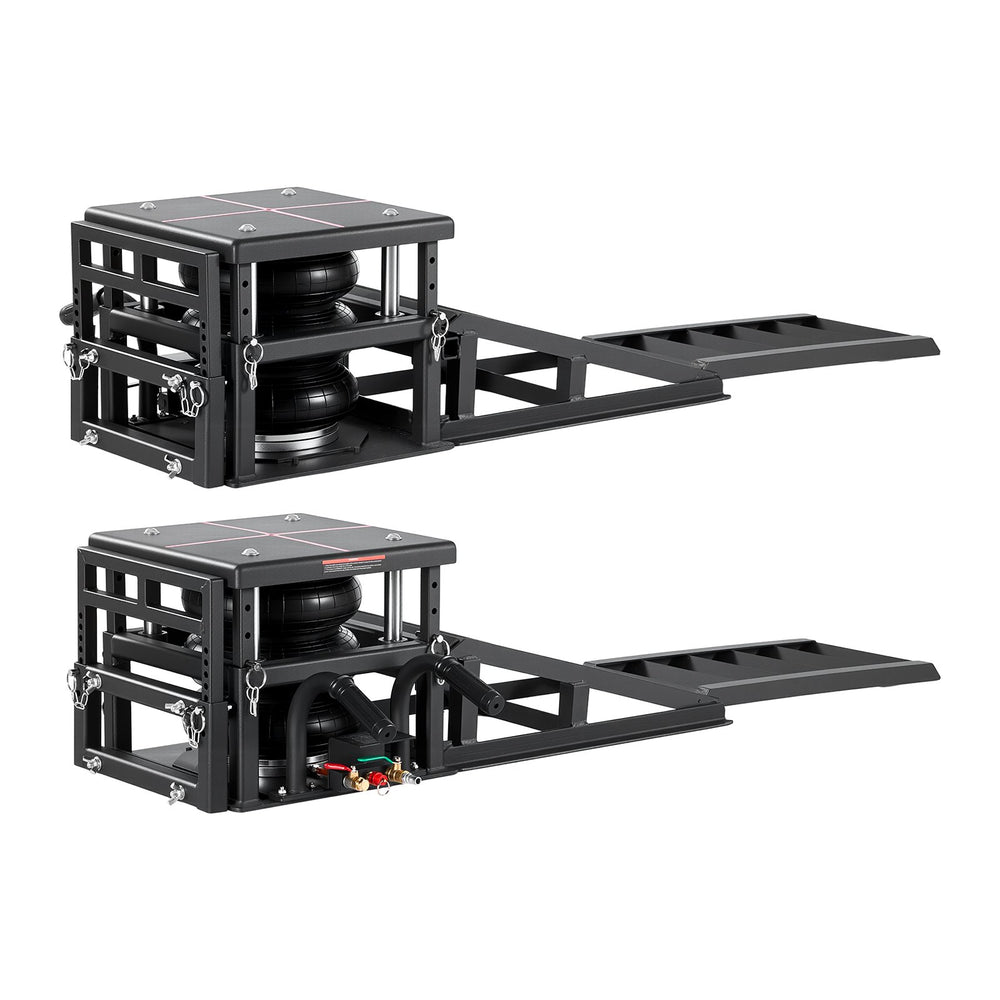 VEVOR Air Portable Car Lifts 2PCS, 5 Ton Capacity, 320 mm Max Height, Pneumatic Ramp Jacks with Airbags, Wheel Chocks, Extension Ramps, Heightened Columns, Heavy-Duty for Sedans, SUVs, Pickup Trucks