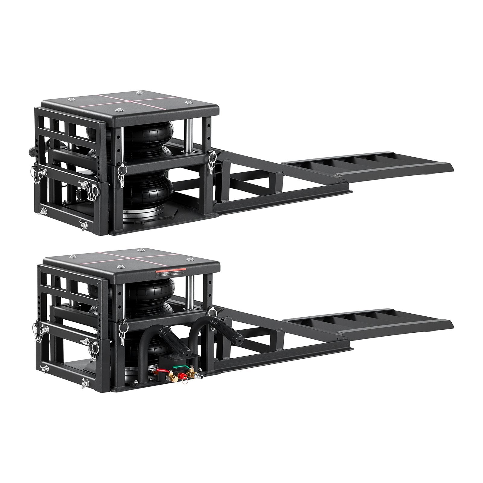 VEVOR Air Portable Car Lifts 2PCS, 5 Ton Capacity, 320 mm Max Height, Pneumatic Ramp Jacks with Airbags, Wheel Chocks, Extension Ramps, Heightened Columns, Heavy-Duty for Sedans, SUVs, Pickup Trucks