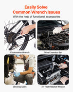 VEVOR Mechanics Tool Set and Socket Set, 450 Pcs, 6.4, 9.5 and 12.7 mm Drive Deep and Standard Sockets, SAE Metric Mechanic Tool Kit with Bits, Wrenches, Accessories, Storage Case with Orange Drawer