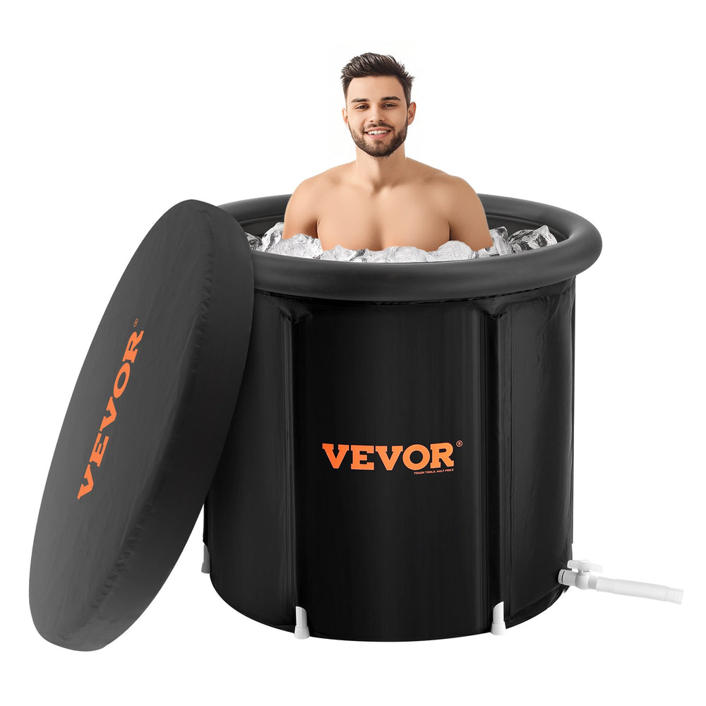 VEVOR Ice Bath Tub, 90 cm Long Cold Water Therapy Plunge Tub for Athletes, Portable Outdoor Ice Barrel Plunge Pool for Recovery, 370L Inflatable Folding Bathtub with Cover, Home Ice Pod for Adult