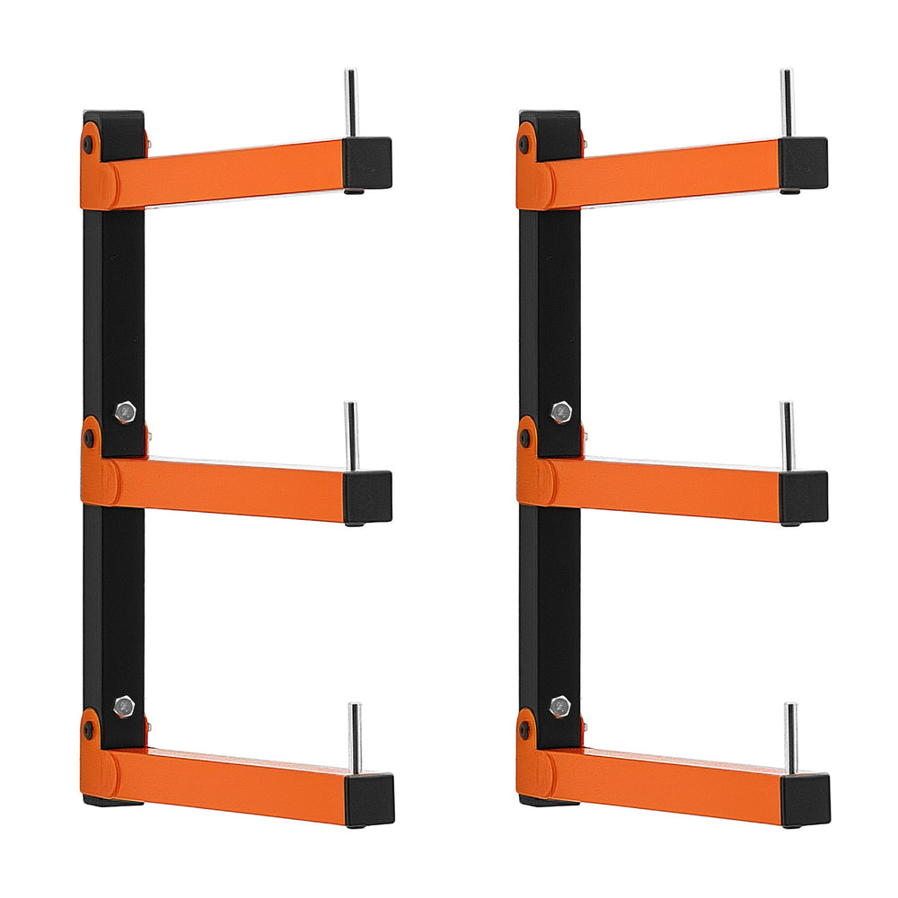 VEVOR Lumber Rack, 3-Tier 2-Pack 50 kg per Tier, Foldable Wood Storage, Wall-mounted for Garages, Workshops, Warehouse, Basement, Heavy-Duty Cantilever Arms, Locking Pins, Steel, Orange & Black