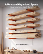 VEVOR Lumber Rack, 6-Tier 2-Pack 50 kg per Tier, Foldable Wood Storage, Wall-mounted for Garages, Workshops, Warehouse, Basement, Heavy-Duty Cantilever Arms, Locking Pins, Steel, Orange & Black