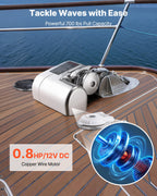 VEVOR Horizontal Fishing Windlass, 12V DC 600W, Windlass Anchor Systems Fit for 6.35 mm Chain or 14.3 & 15.9 mm Nylon Rope, Max Pull 260 kg, 316 Stainless Steel Construction, for Boats 7-9 m