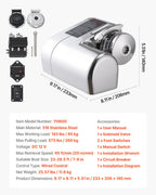 VEVOR Horizontal Fishing Windlass, 12V DC 600W, Windlass Anchor Systems Fit for 6.35 mm Chain or 14.3 & 15.9 mm Nylon Rope, Max Pull 260 kg, 316 Stainless Steel Construction, for Boats 7-9 m