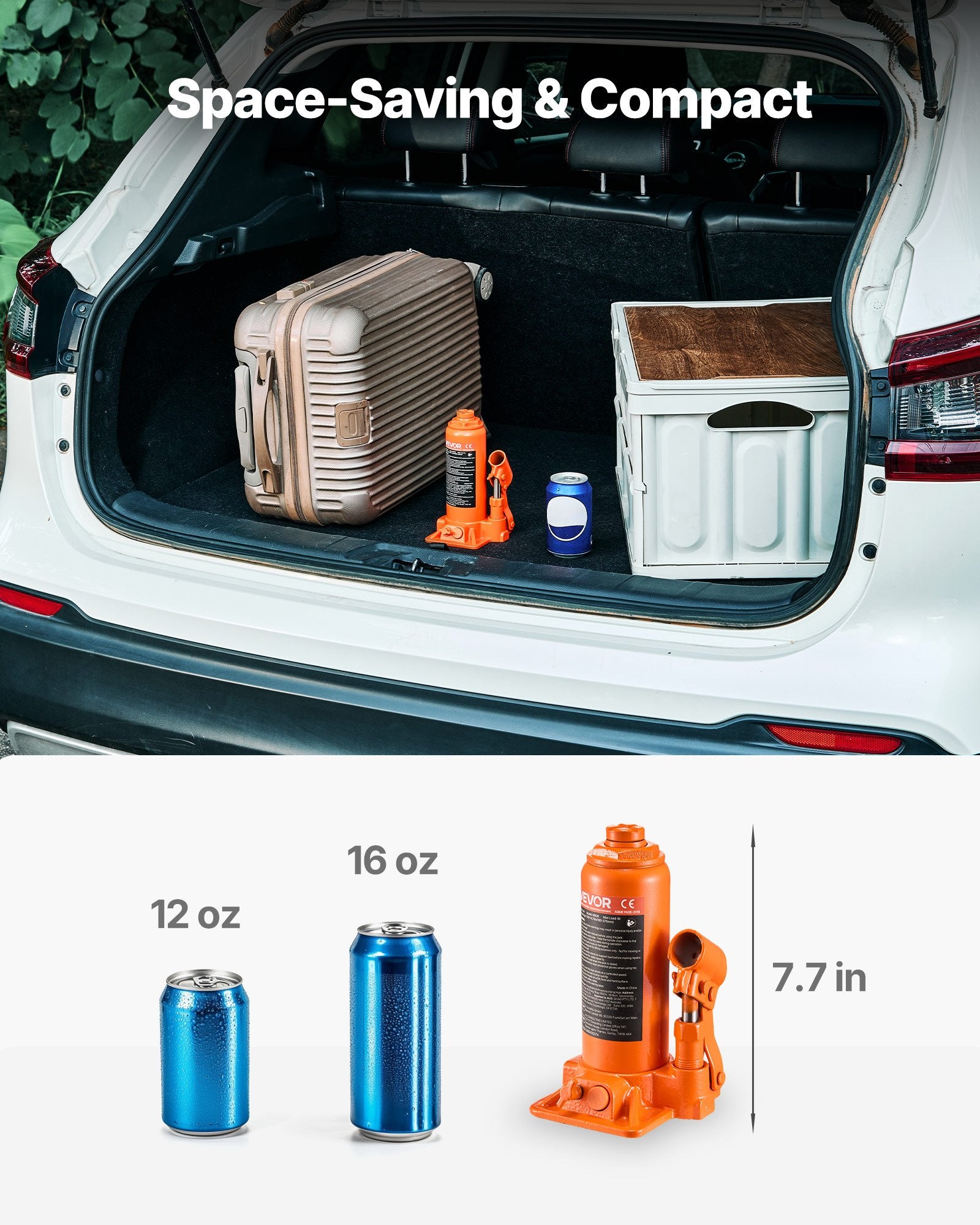 VEVOR Hydraulic Bottle Jack, 6 Ton Load Capacity, 195-375 mm Lifting Range, Heavy Duty Hydraulic Welded Bottle Jack for Car, SUV, Pickup, Auto Repair, House Lift and Agricultural Equipment, Orange