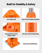 VEVOR Hydraulic Bottle Jack, 10 Ton Load Capacity, 235-470 mm Lifting Range, Heavy Duty Hydraulic Welded Bottle Jack for Car, SUV, Pickup, Auto Repair, House Lift and Agricultural Equipment, Orange