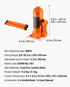 VEVOR Hydraulic Bottle Jack, 10 Ton Load Capacity, 235-470 mm Lifting Range, Heavy Duty Hydraulic Welded Bottle Jack for Car, SUV, Pickup, Auto Repair, House Lift and Agricultural Equipment, Orange