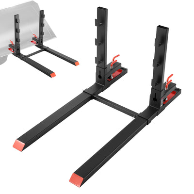 VEVOR Pallet Forks, 1814 kg Clamp on Pallet Forks, 149 cm Total Length Heavy-Duty Tractor Fork with Anti-Tilt Bar & Adjustable Stabilizer Bar, Fit for Loader Bucket Skid Steer Tractor, Black