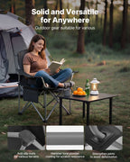 VEVOR Oversized Camping Chairs, 204 kg Heavy Duty Support, Portable Folding Camp Chairs with Padded Backrest & Armrests, Cup Holder & Side Pocket, Cooler Bag, Carry Bags for Outdoor, Fishing, 1 Pack