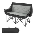 VEVOR Double Camping Chair, Oversized Two Person Camp Chair with 300 kg Heavy Duty Support, with Dual Cup Holders, Wine Glass Holders, Magazine Straps, Carry Bags for Outdoor, Beach, 1 Pack