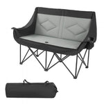 VEVOR Double Camping Chair, Oversized Two Person Camp Chair with 300 kg Heavy Duty Support, with Dual Cup Holders, Wine Glass Holders, Magazine Straps, Carry Bags for Outdoor, Beach, 1 Pack