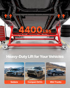 VEVOR Portable Car Lift, 2 Ton Capacity, Heavy Duty Steel Quick Lift with 585 mm Max Height, Adjustable Width and Wheels, Manual Lifting for Cars, Compact SUVs, Mini Trucks, Home Garage or Shop Use