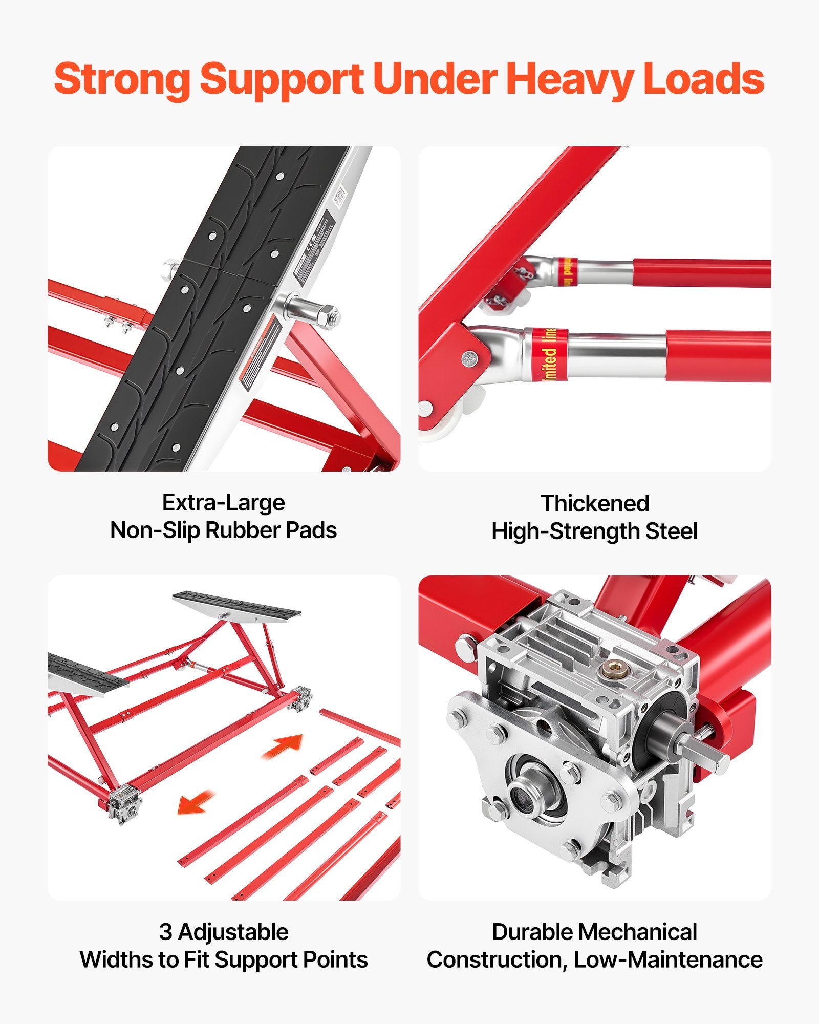 VEVOR Portable Car Lift, 2 Ton Capacity, Heavy Duty Steel Quick Lift with 585 mm Max Height, Adjustable Width and Wheels, Manual Lifting for Cars, Compact SUVs, Mini Trucks, Home Garage or Shop Use