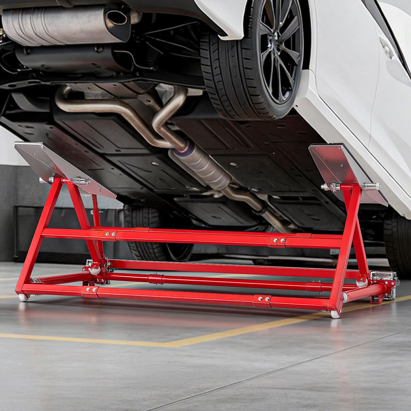 VEVOR Portable Car Lift, 2 Ton Capacity, Heavy Duty Steel Quick Lift with 585 mm Max Height, Adjustable Width and Wheels, Manual Lifting for Cars, Compact SUVs, Mini Trucks, Home Garage or Shop Use