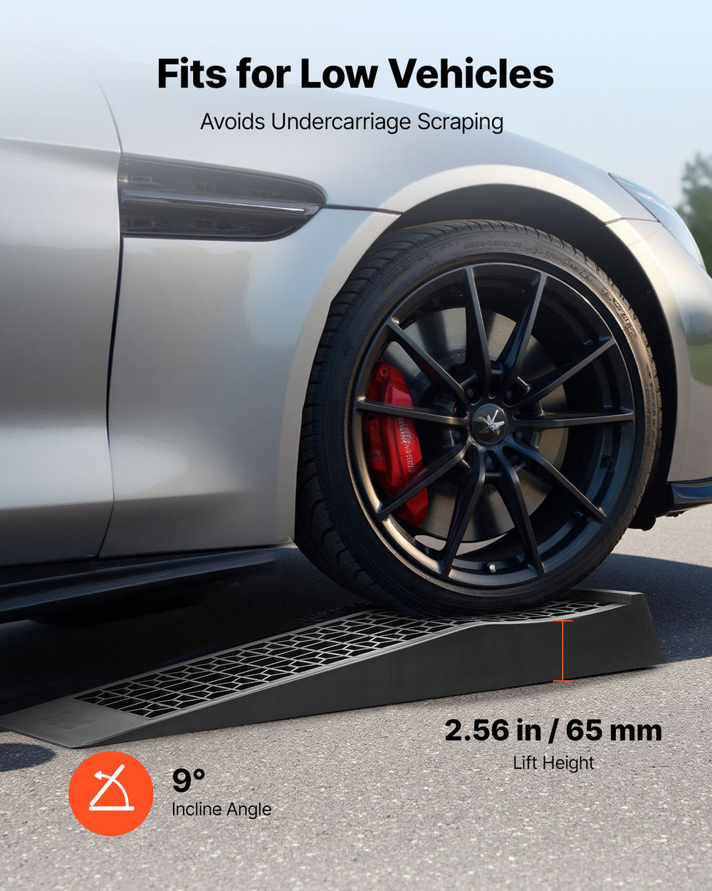 VEVOR Car Ramps, 4 PCS 9072 kg GVW Capacity, 65 mm Lift Height, Portable Low Profile Car Service Ramps for Home Garage Maintenance & Oil Changes, Heavy Duty for Low Chassis Vehicle & Support Jack