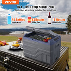 VEVOR Car Refrigerator, 12 Volt Car Refrigerator Fridge, 37 L Single Zone Portable Freezer with Built-in Light, -4℉-68℉, 12/24V DC and 100-240V AC Compressor Cooler for Outdoor, Camping, RV