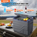 VEVOR Car Refrigerator, 12 Volt Car Refrigerator Fridge, 45 L Single Zone Portable Freezer with Built-in Light, -4℉-68℉, 12/24V DC and 100-240V AC Compressor Cooler for Outdoor, Camping, RV
