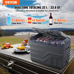 VEVOR Car Refrigerator, 12 Volt Car Refrigerator Fridge, 32 L Dual Zone Portable Freezer, -4℉-68℉ Adjustable Range, 12/24V DC and 100-240V AC Compressor Cooler for Outdoor, Camping, RV