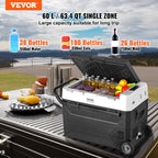 VEVOR Portable Car Refrigerator, 12 Volt Car Refrigerator Fridge, 60 L / 63.4 QT Single Zone Portable Freezer, -4℉-68℉ Adjustable Temperature, Compressor Cooler for Home, Outdoor, Camping, RV, Car