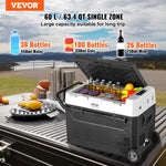 VEVOR Portable Car Refrigerator, 12 Volt Car Refrigerator Fridge, 60 L / 63.4 QT Single Zone Portable Freezer, -4℉-68℉ Adjustable Temperature, Compressor Cooler for Home, Outdoor, Camping, RV, Car
